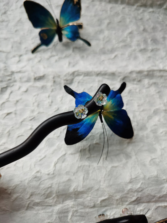 Handmade Butterfly Black Wood Hair Stick,Chinese Minimalist Hanfu Hair Accessory