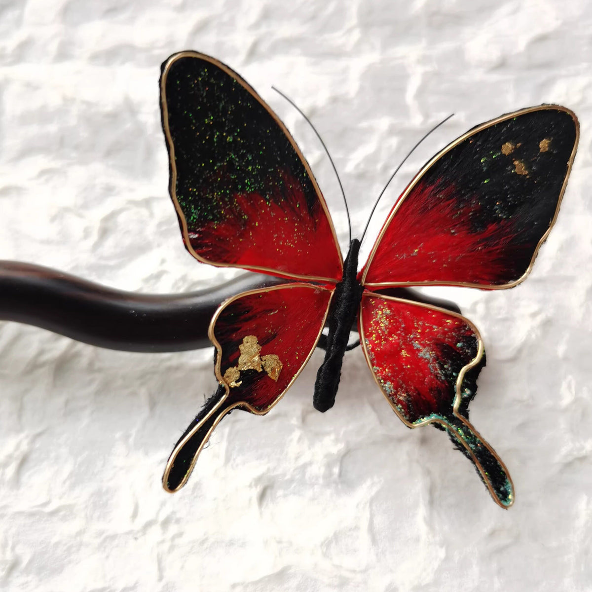 Handmade Butterfly Black Wood Hair Stick,Chinese Minimalist Hanfu Hair Accessory