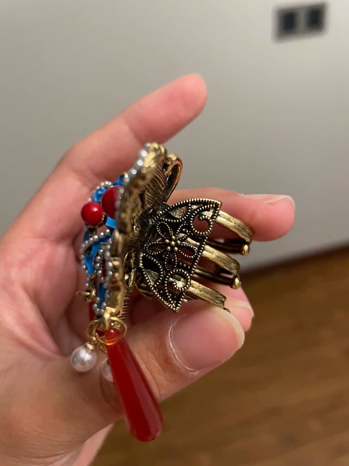 Antique Gold Cloisonne Butterfly Hair Clip
