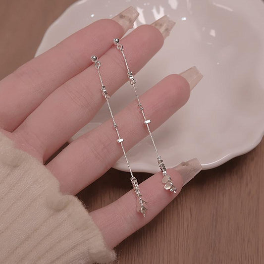 Sterling Silver Minimalist Beaded Threader Earrings