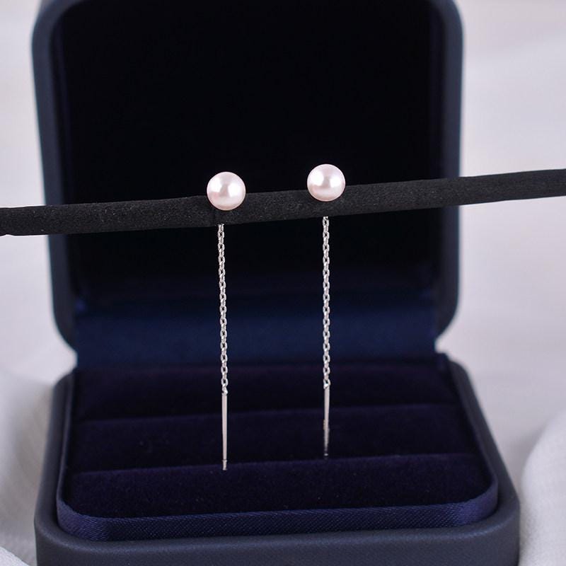 S925 Sterling Silver Double Happiness Pearl Drop Earrings