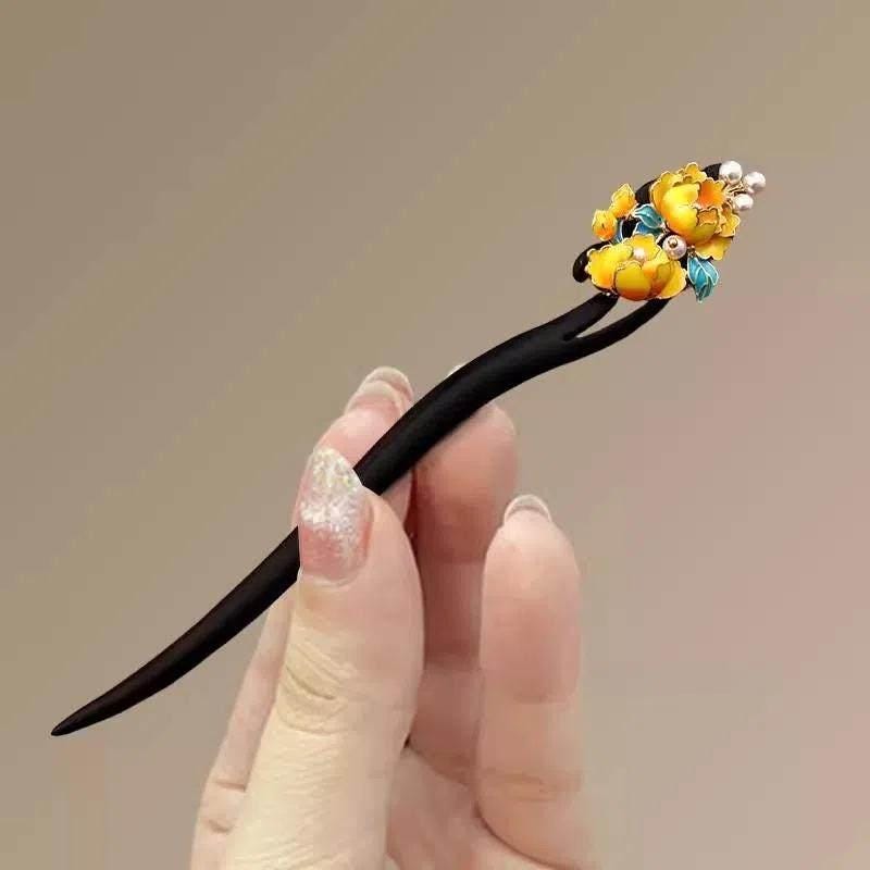 Handmade Ebony Wood Hair Stick Osmanthus