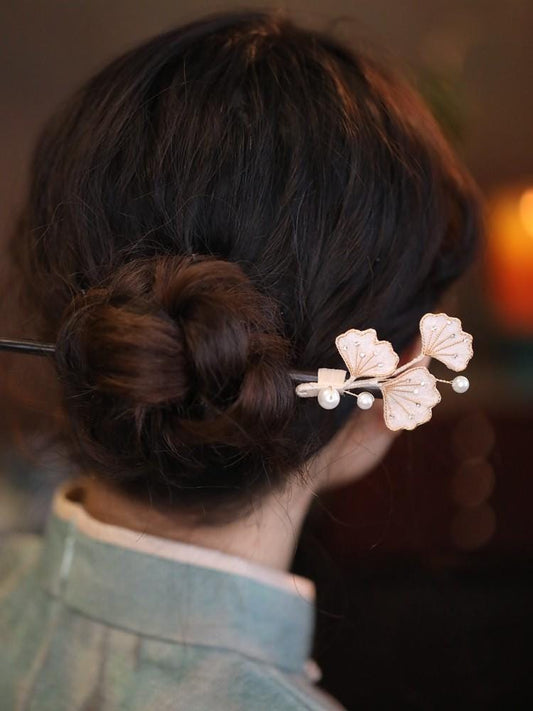 Handmade Blossom Hair Stick Bridal Hairpin Pearl Crystal