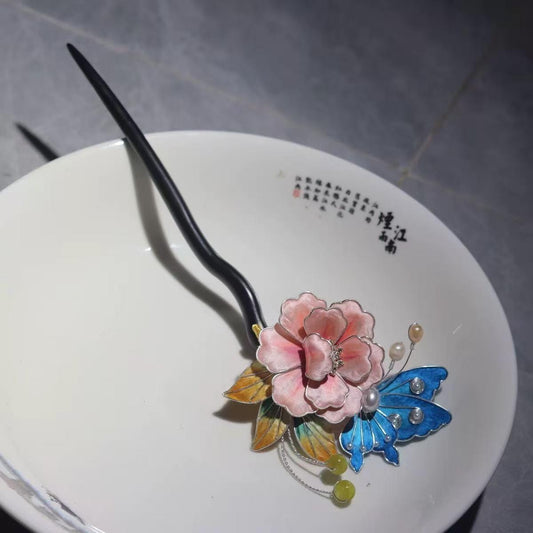 Kingfisher Blue Flower Hair Pin Set Handmade