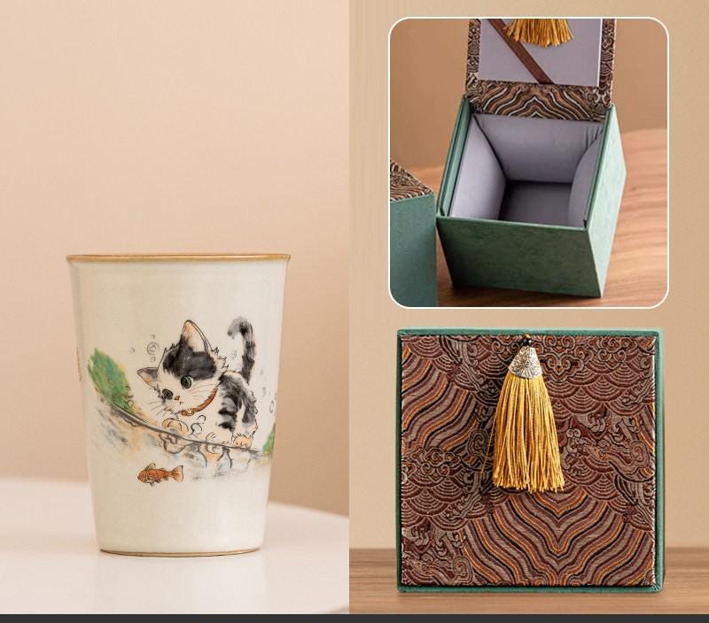 Hand Painted Ru Kiln Ceramic Cup Gift Boxed