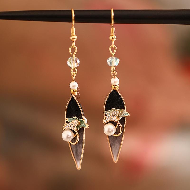 Handcrafted Enamel Petal Drop Earrings with Silk Tassels