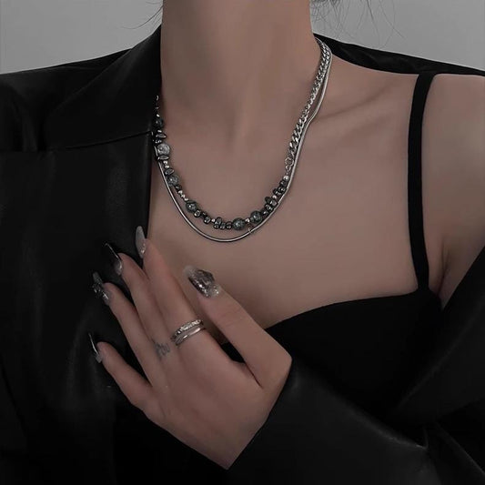 Minimalist Silver Bar Cuban Link Chain Necklace