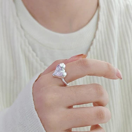 S925 Sterling Silver Adjustable Feather Ring
