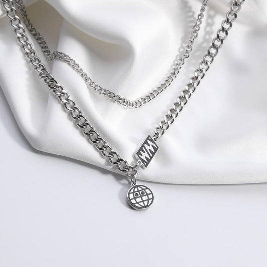 Minimalist Silver Bar Cuban Link Chain Necklace