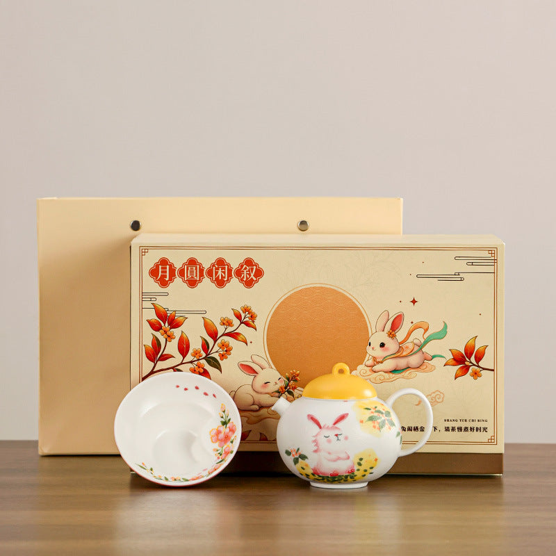 Moon Rabbit Ceramic Teaware Gift Set | Mid Autumn Festival Collection