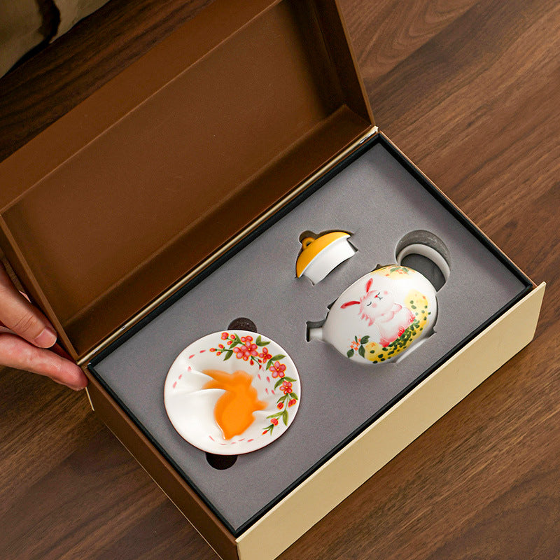 Moon Rabbit Ceramic Teaware Gift Set | Mid Autumn Festival Collection