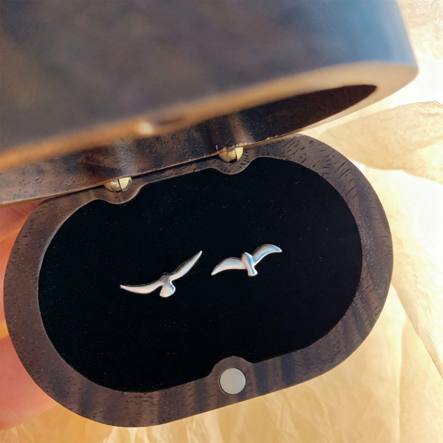 Dainty Sterling Silver Seagull Bird Stud Earrings | Minimalist Ocean Inspired Studs