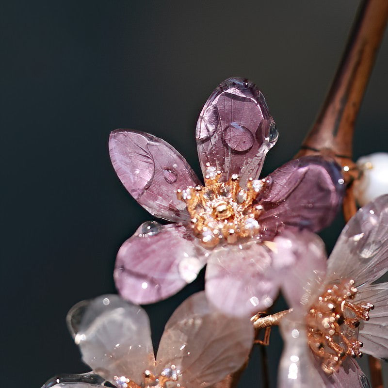 Close-up of carved floral motif and smooth wood grain finish