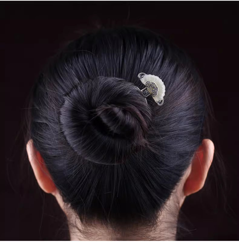 Six-Prong Hairpin – Vintage Chinese Hanfu Updo Hair Stick for Women