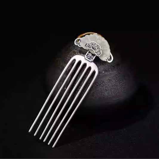 Six-Prong Hairpin – Vintage Chinese Hanfu Updo Hair Stick for Women