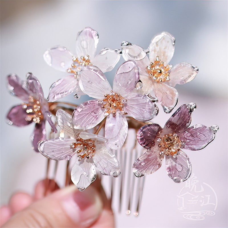 Hair stick resting on silk fabric, suggesting romantic bridal or daily wear