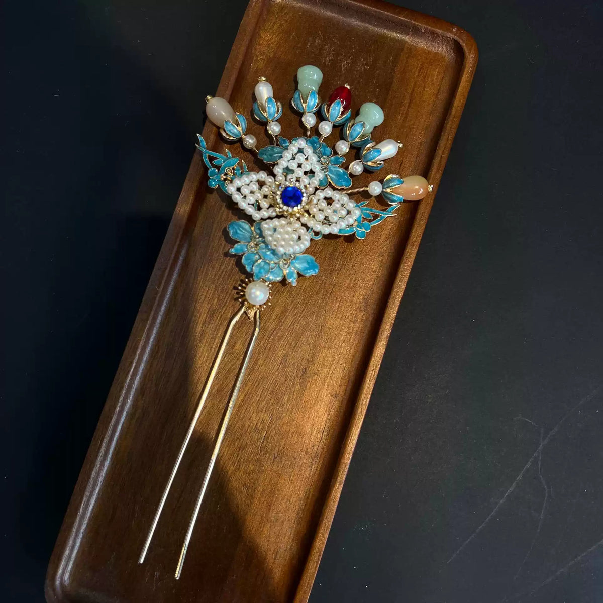 Handmade Vintage Pearl Hairpin | Chinese Beaded Hair Stick Gift for Her