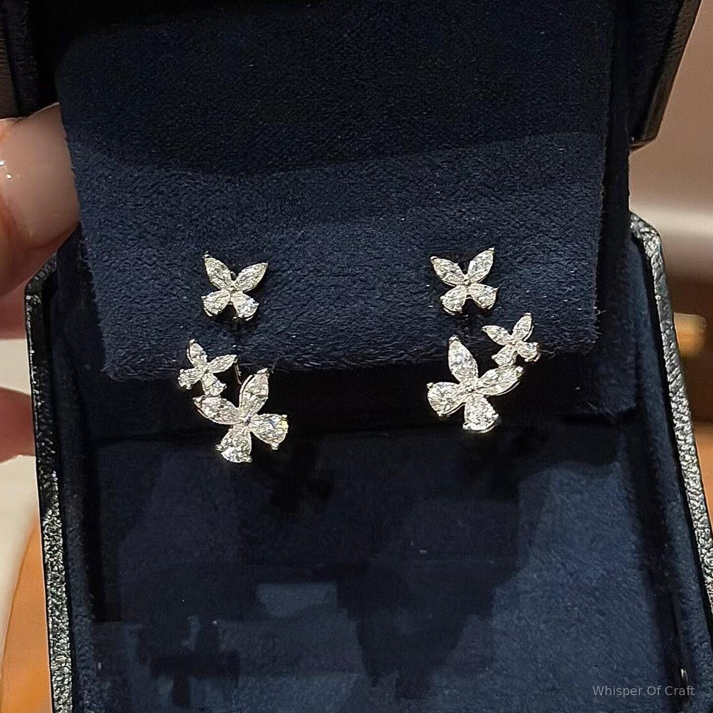S925 Sterling Silver Floral Butterfly Wraparound Stud Earrings