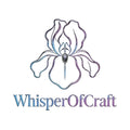 Logo of 'WhisperOfCraft' with a stylized flower design on a white background