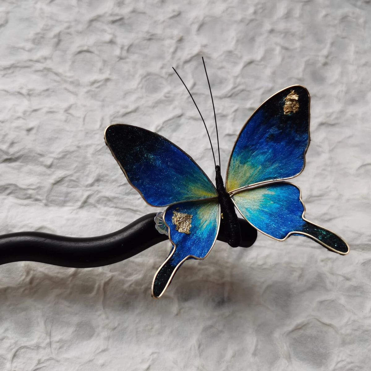 Handmade Butterfly Black Wood Hair Stick,Chinese Minimalist Hanfu Hair Accessory