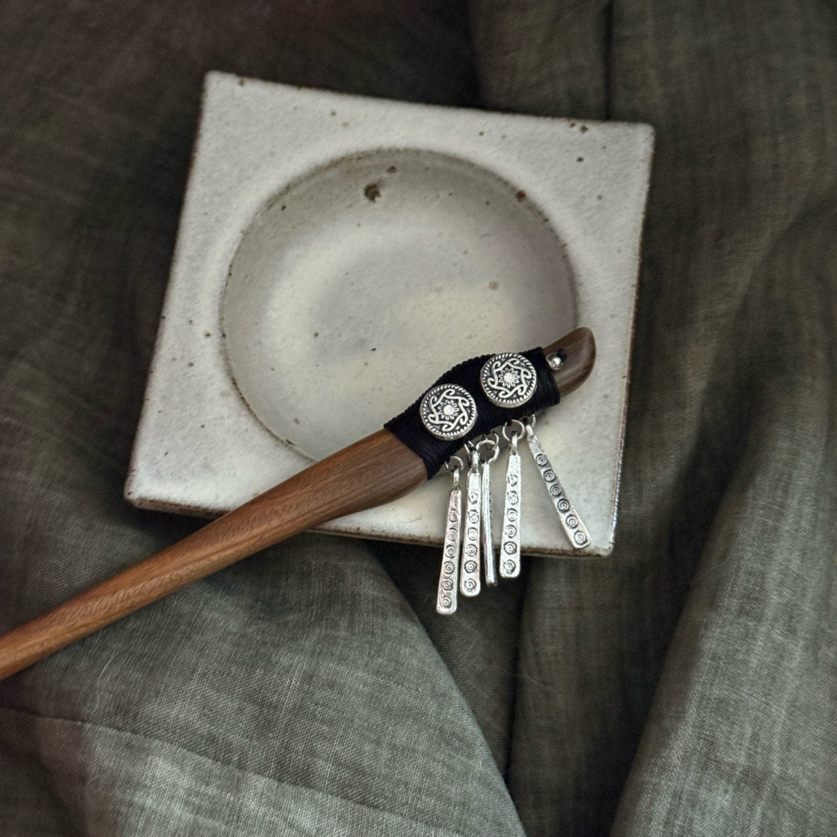 Vintage Silver Filigree Long Tassel Hairpin