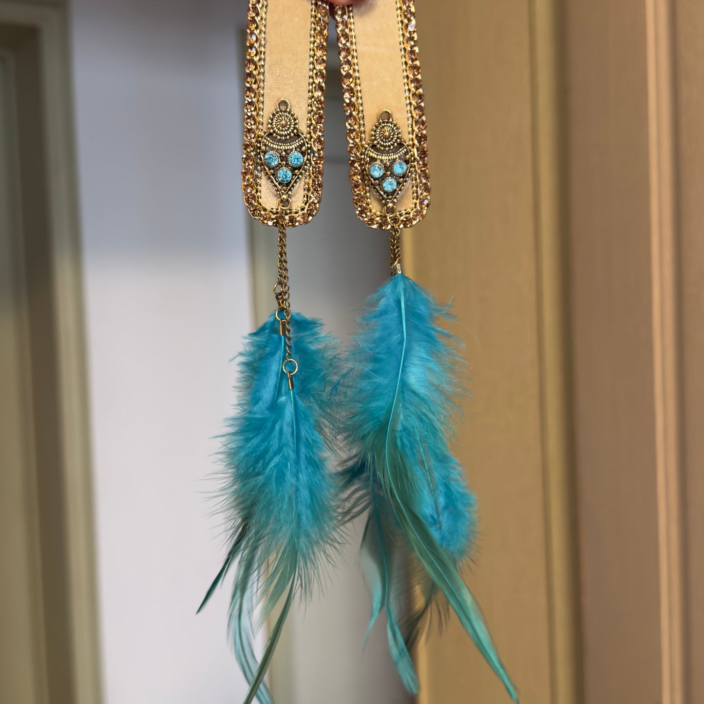 Bohemian Turquoise Feather Hair Clips | Vintage Ethnic Boho Gypsy Hair Accessories