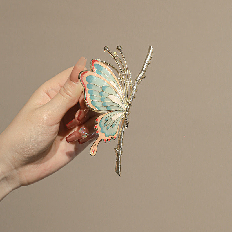 Chinoiserie Colorful Butterfly Hairpin Large Shark Clip