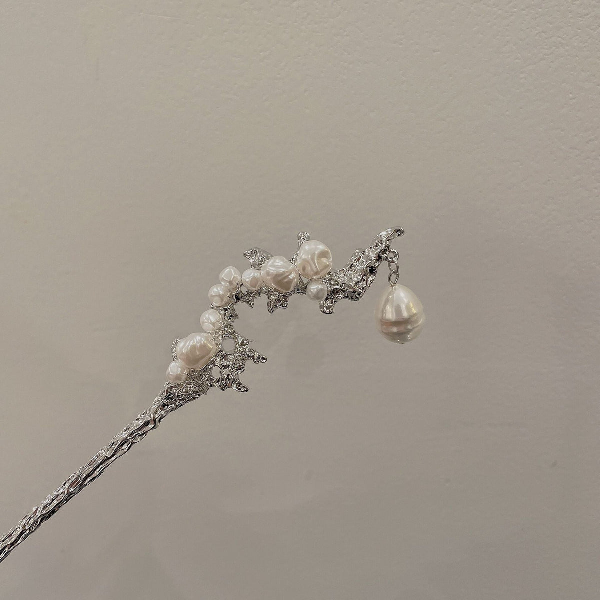 Silver Irregular Lava Pearl Hairpin