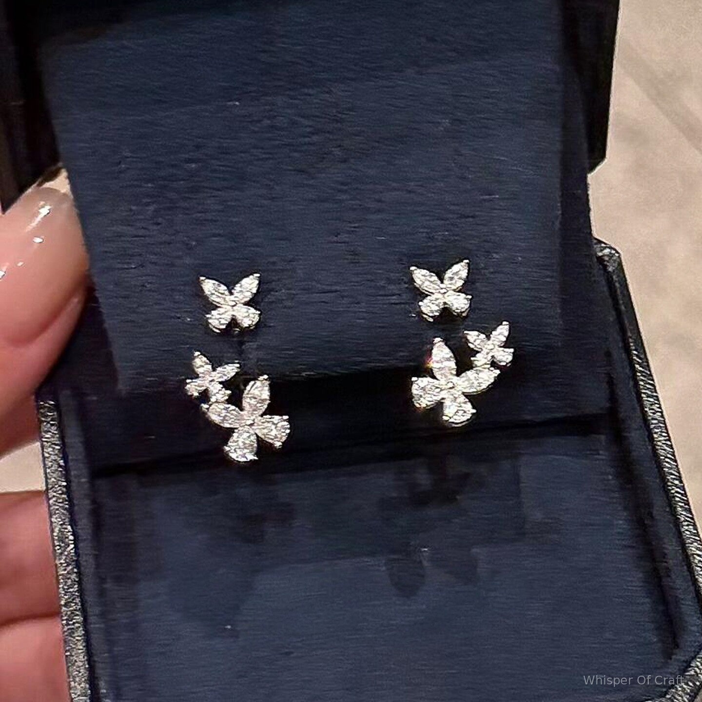 S925 Sterling Silver Floral Butterfly Wraparound Stud Earrings