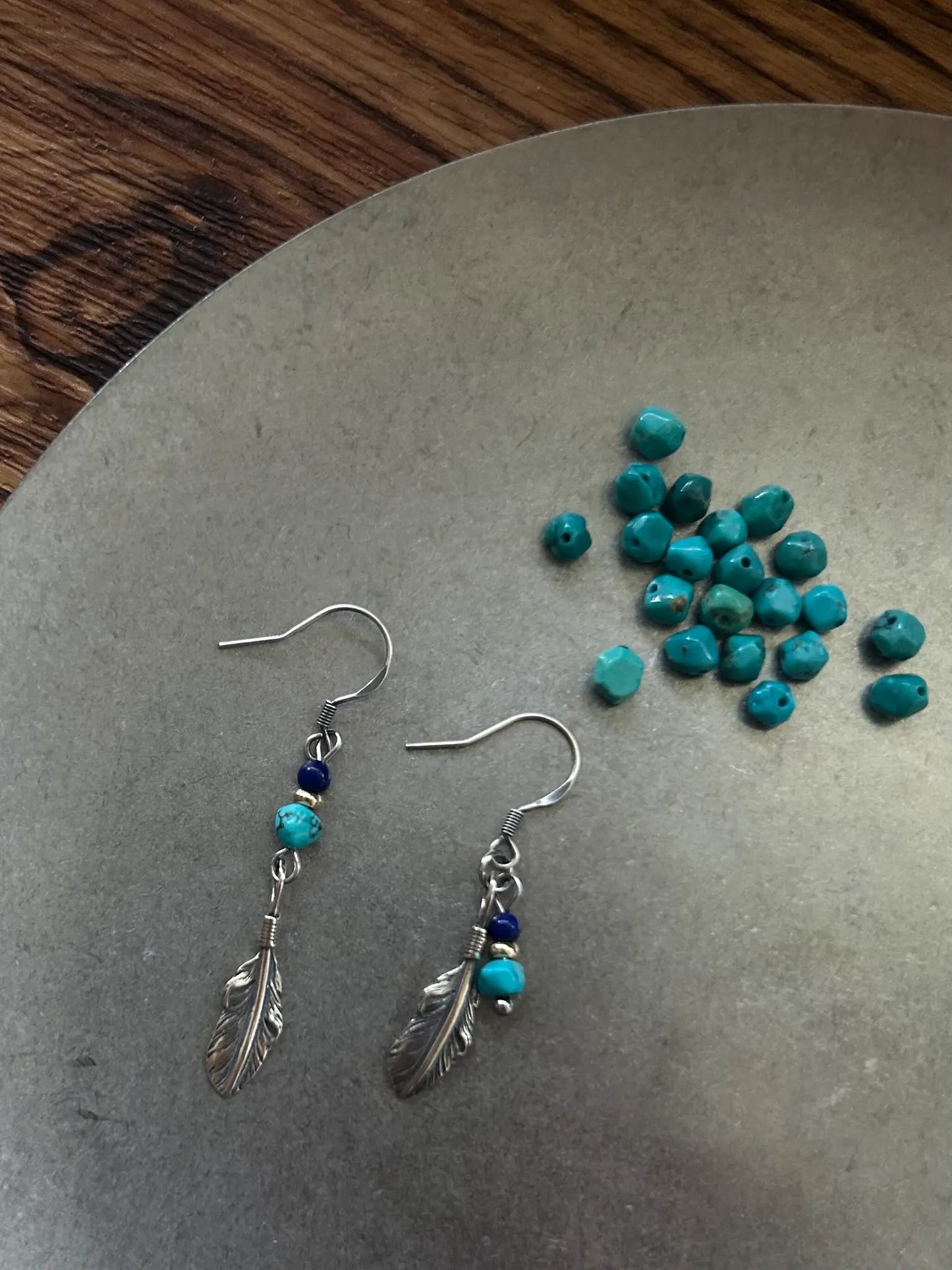S925 Asymmetrical Feather Drop Earrings with Green Stone