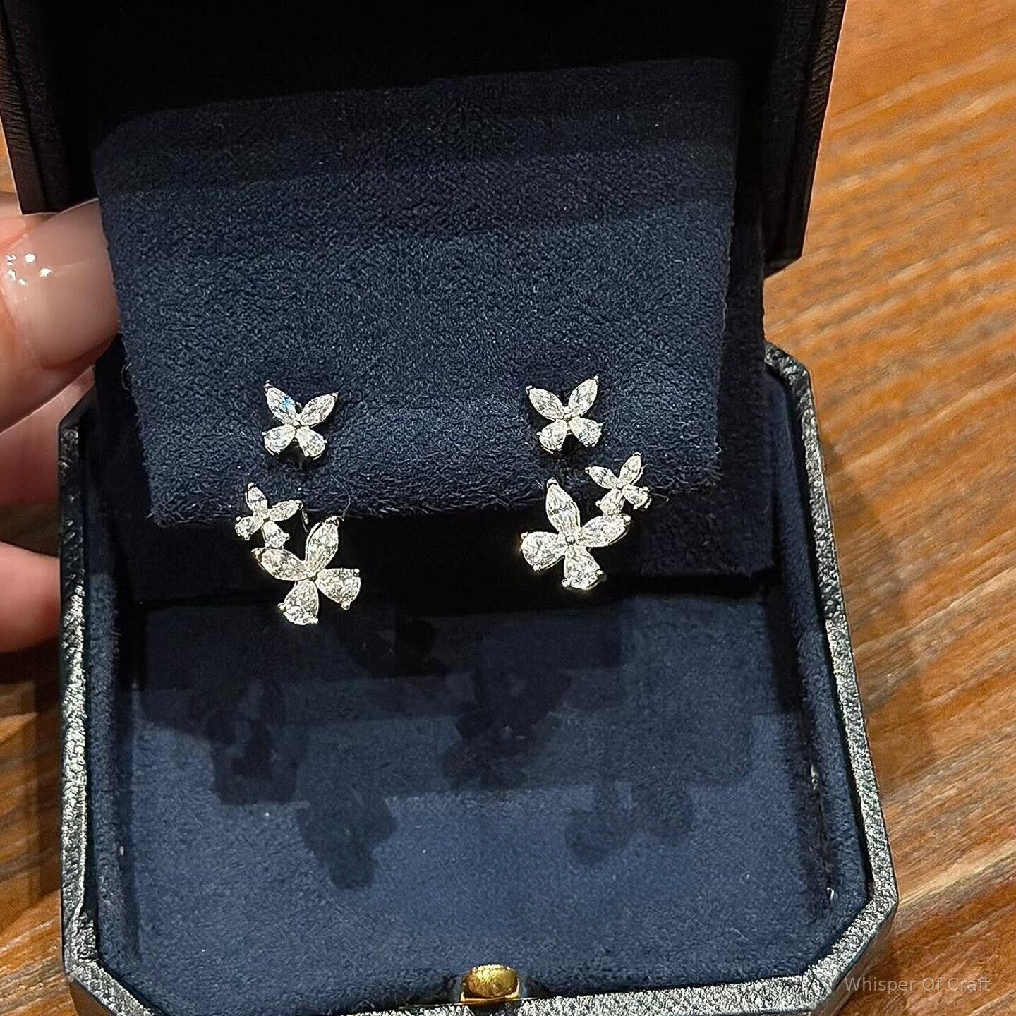S925 Sterling Silver Floral Butterfly Wraparound Stud Earrings