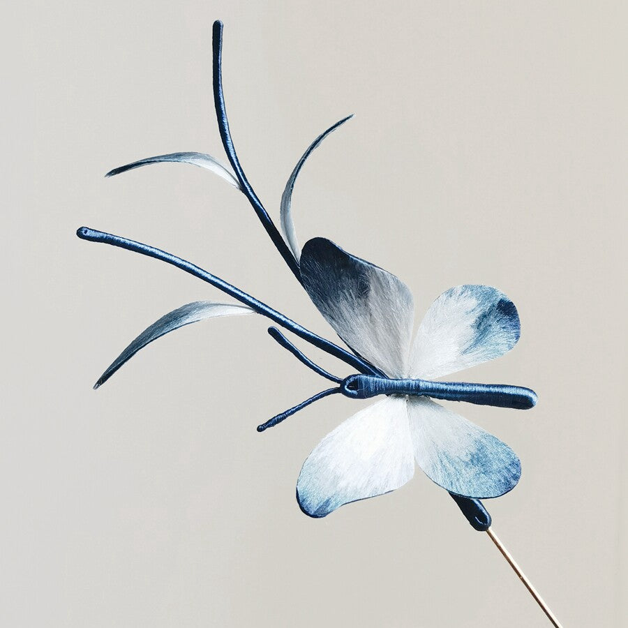 Front view highlighting the dragonfly’s textured blue wing pattern