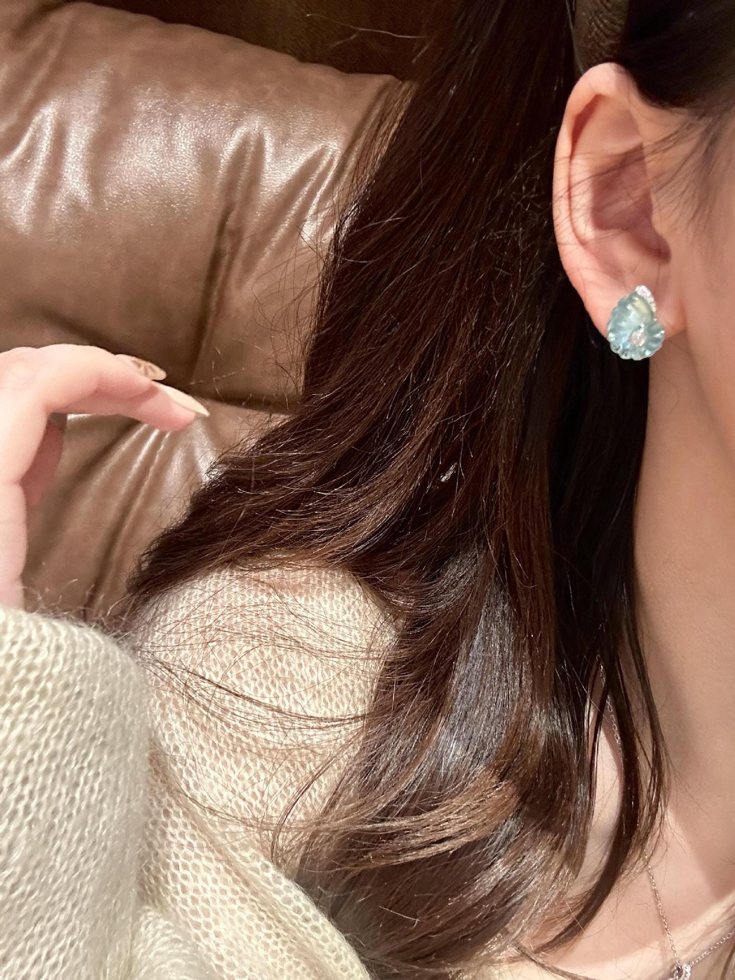 Sterling Silver Blue Enamel Conch Jewelry