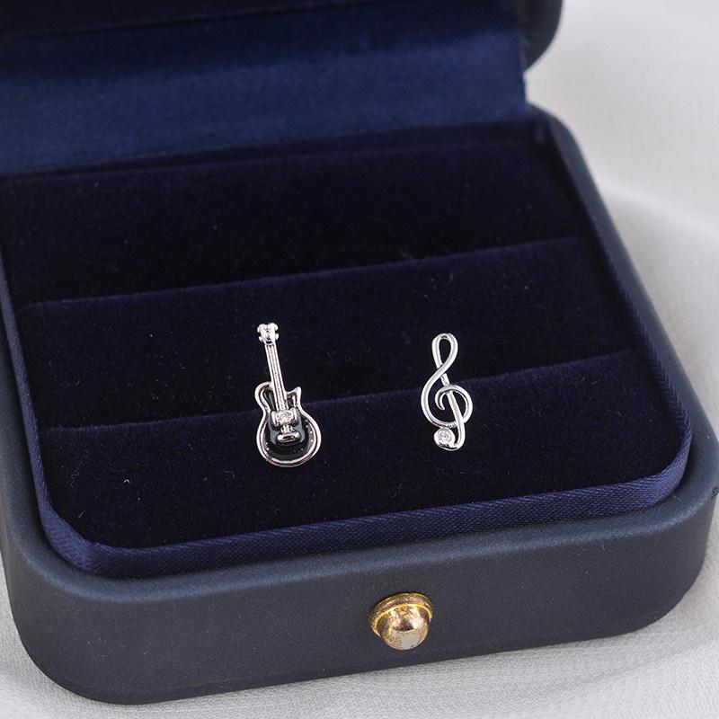 Artisan S925 Sterling Silver Guitar Earrings | Unique Handmade Music Jewelry