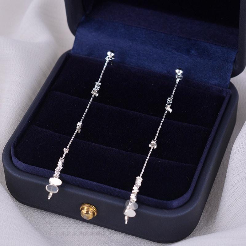 Sterling Silver Minimalist Beaded Threader Earrings