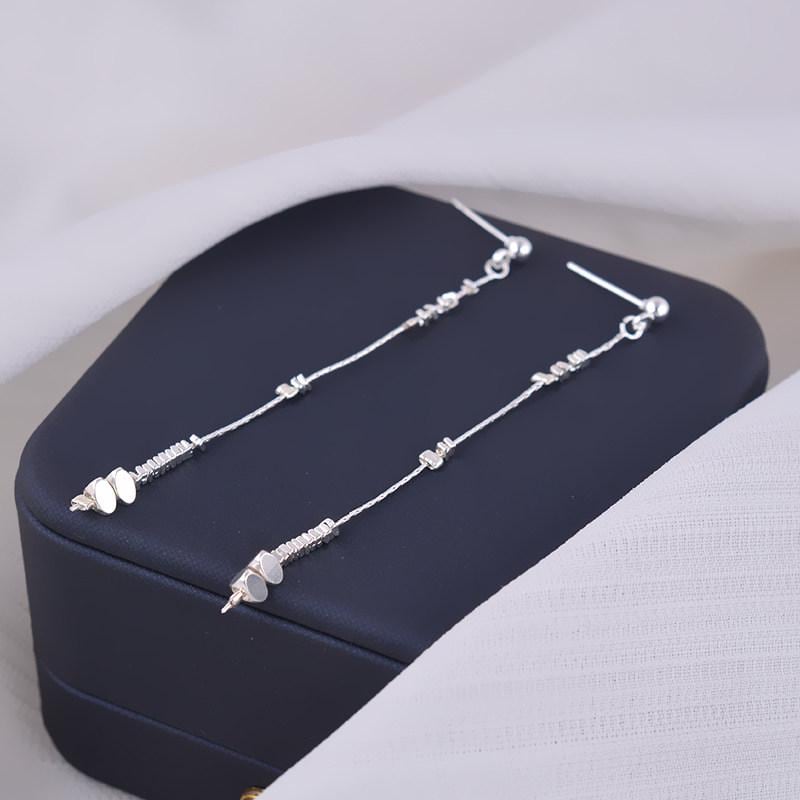 Sterling Silver Minimalist Beaded Threader Earrings