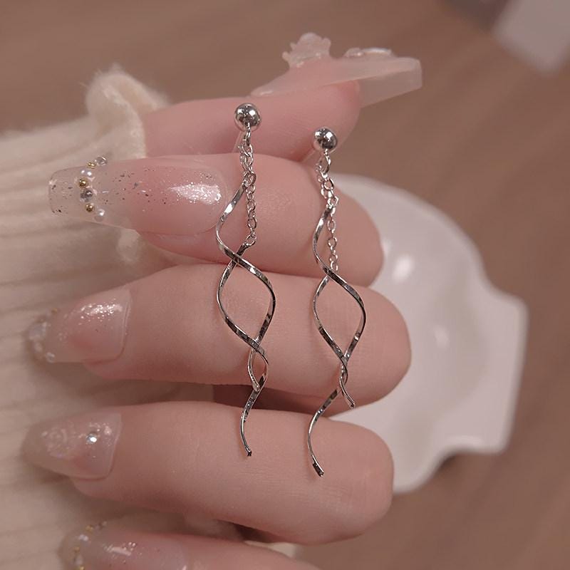 Sterling Silver Minimalist Beaded Threader Earrings