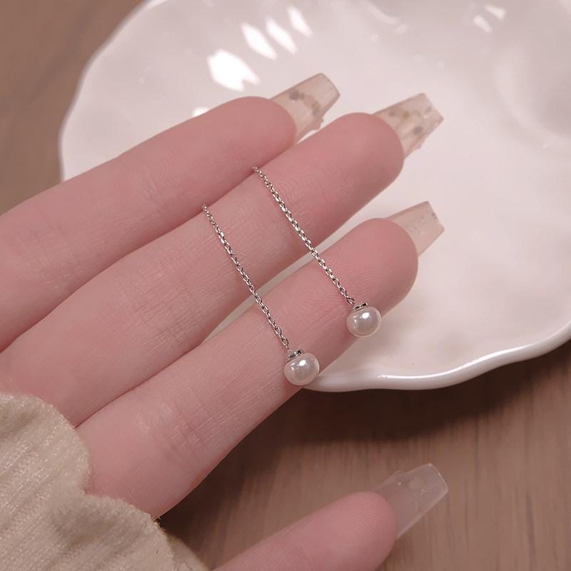 S925 Sterling Silver Double Happiness Pearl Drop Earrings
