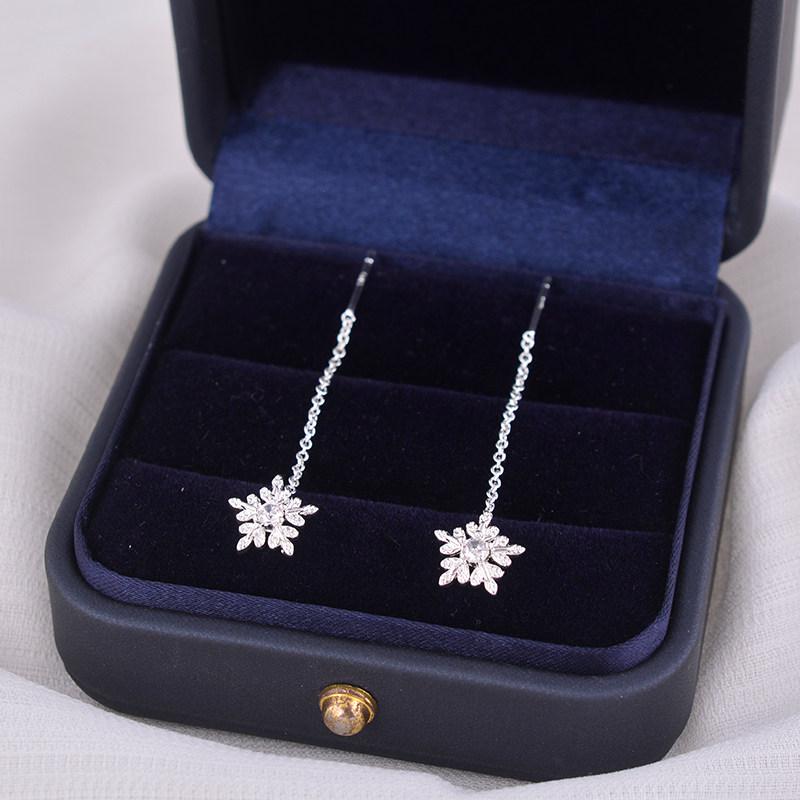 Silver Tone Star Threader Earrings with Cubic Zirconia