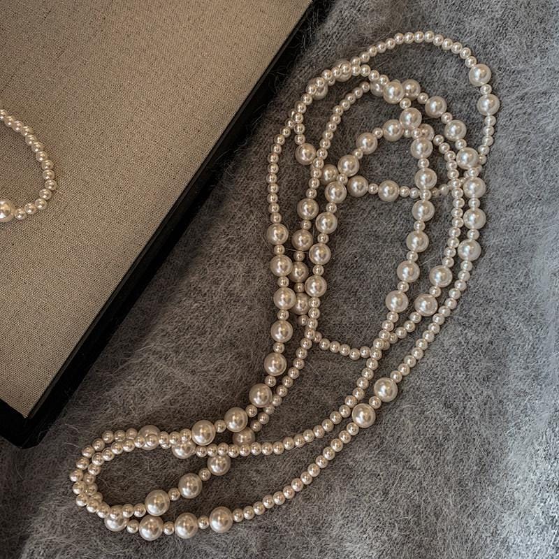 Silver Mixed Chain Pearl Choker Necklace