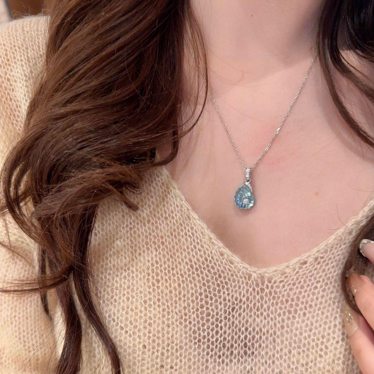 Sterling Silver Blue Enamel Conch Jewelry