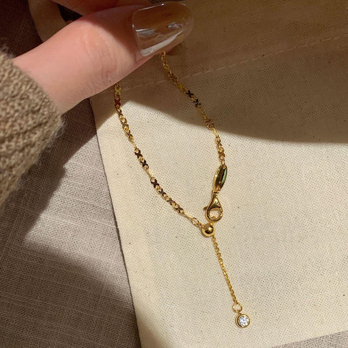 Gold Plated S925 Sterling Silver CZ Minimalist Bracelet