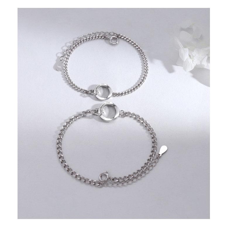Matching S925 Sterling Silver Circle Bracelets