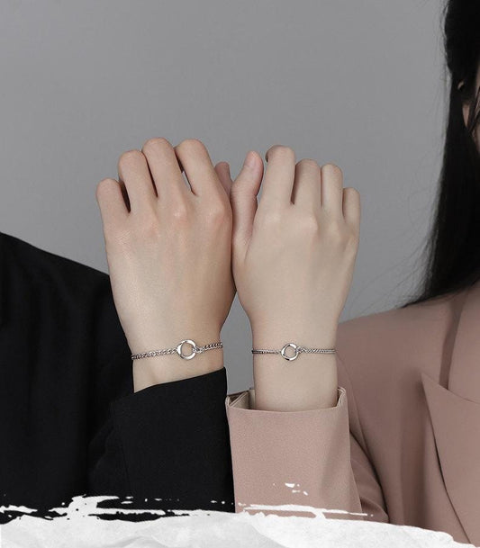 Matching S925 Sterling Silver Circle Bracelets