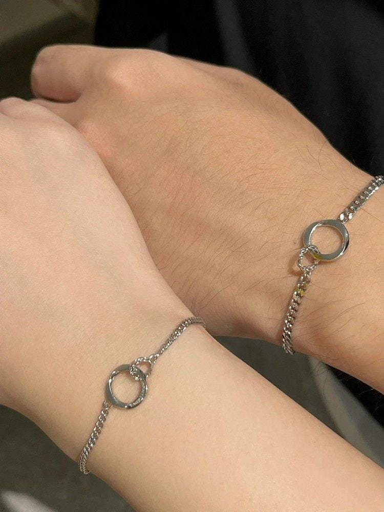 Matching S925 Sterling Silver Circle Bracelets