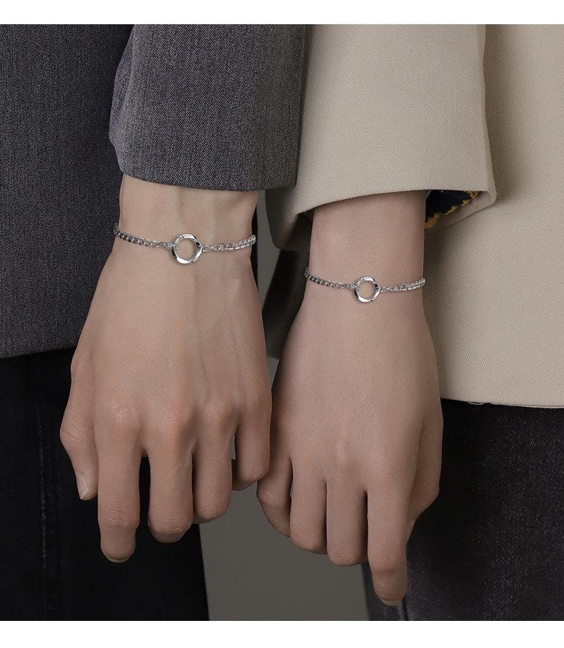 Matching S925 Sterling Silver Circle Bracelets