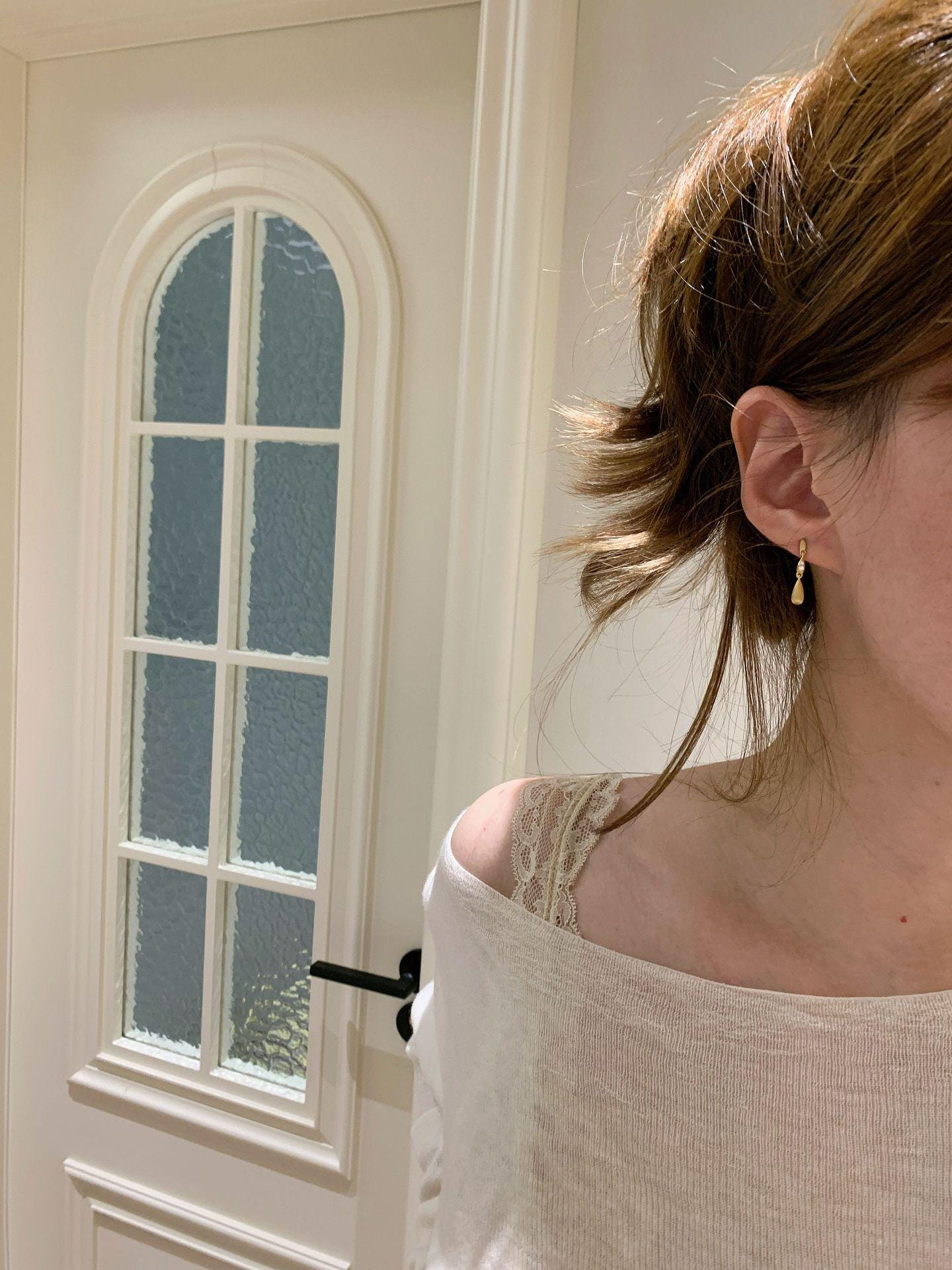Brushed S925 Sterling Silver Zircon Water Drop Lariat Necklace