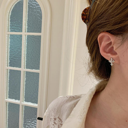 Sterling Silver Fleur De Lis Cross Earrings