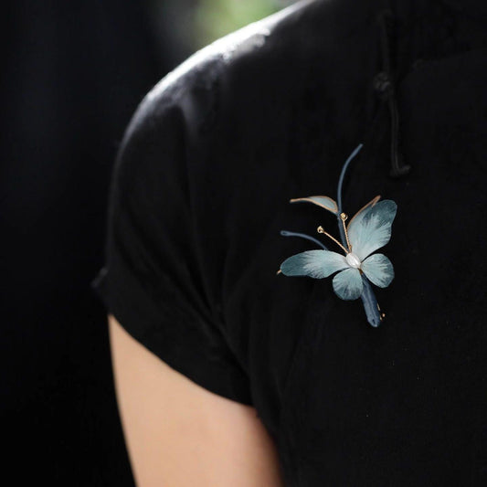 Silk Butterfly Brooch Handmade Ronghua Velvet Flower