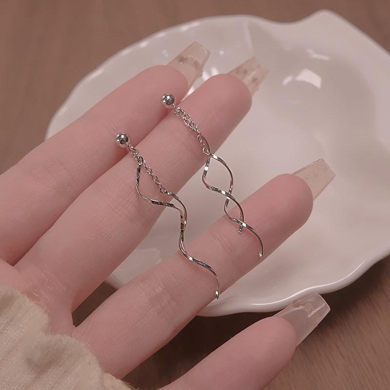 Sterling Silver Minimalist Beaded Threader Earrings
